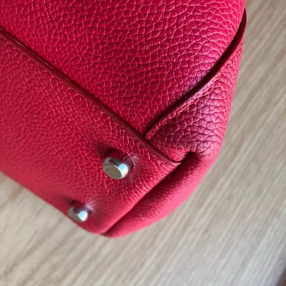 COACH Edie Refined Pebble Leather Lux Jasper Red Shoulder Bag - Picture 14 of 16